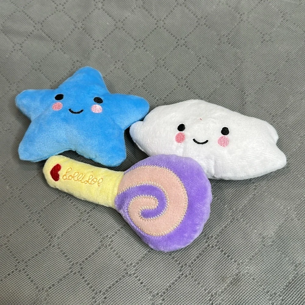 Vibrant Plush Cat Toy Set with Star Cloud Lollipop toy set of 3 NWT